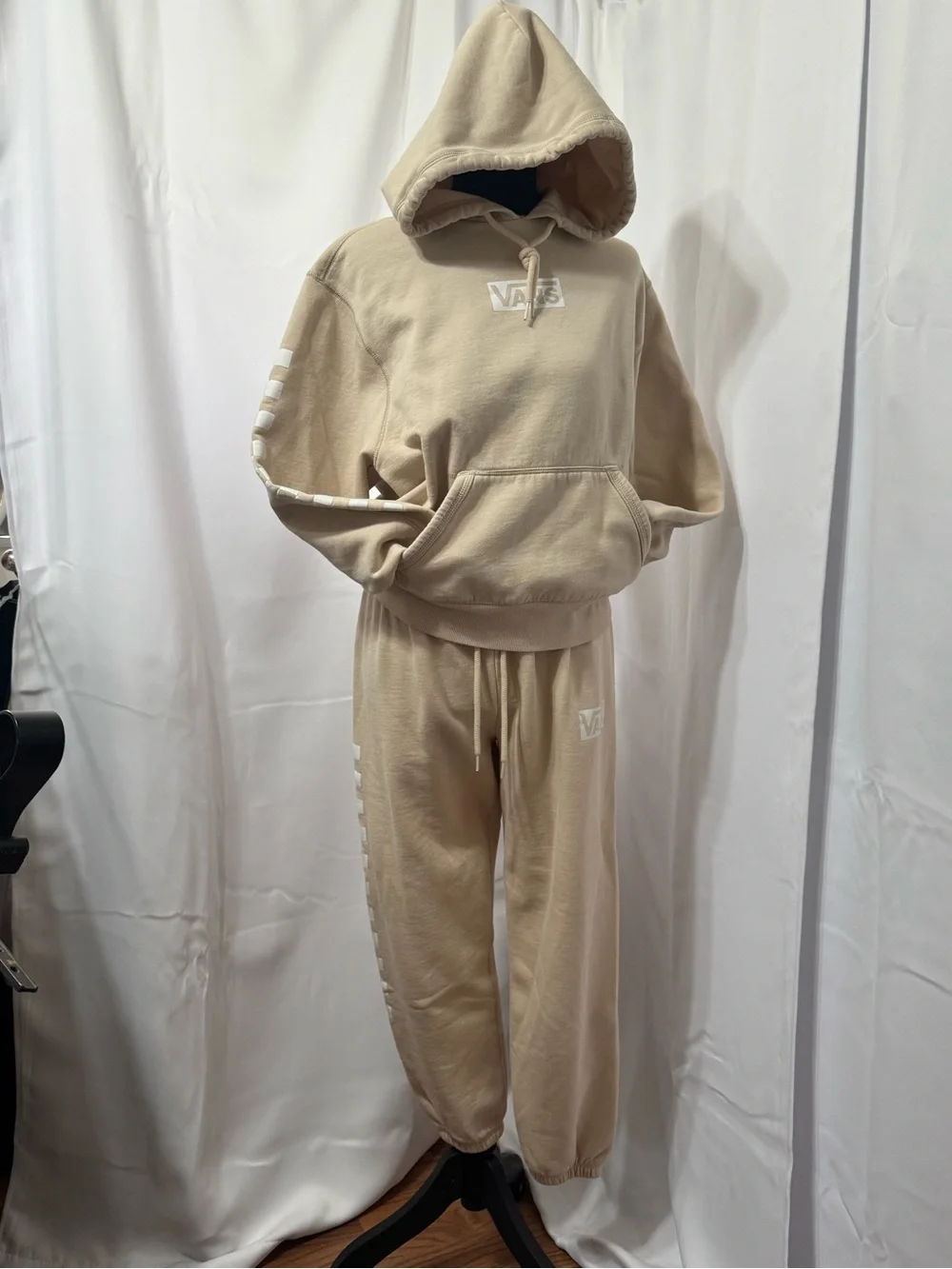 Vans Versa Tonal Checkerboard Hoodie Jogger Set Skater Sandcore Streetwear XS/S - Picture 2 of 14